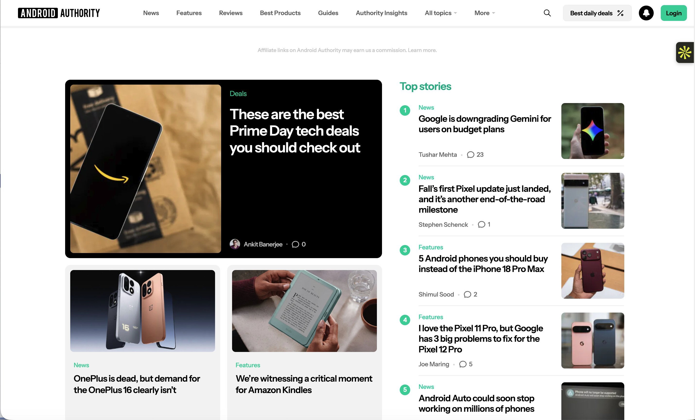 Android Authority homepage