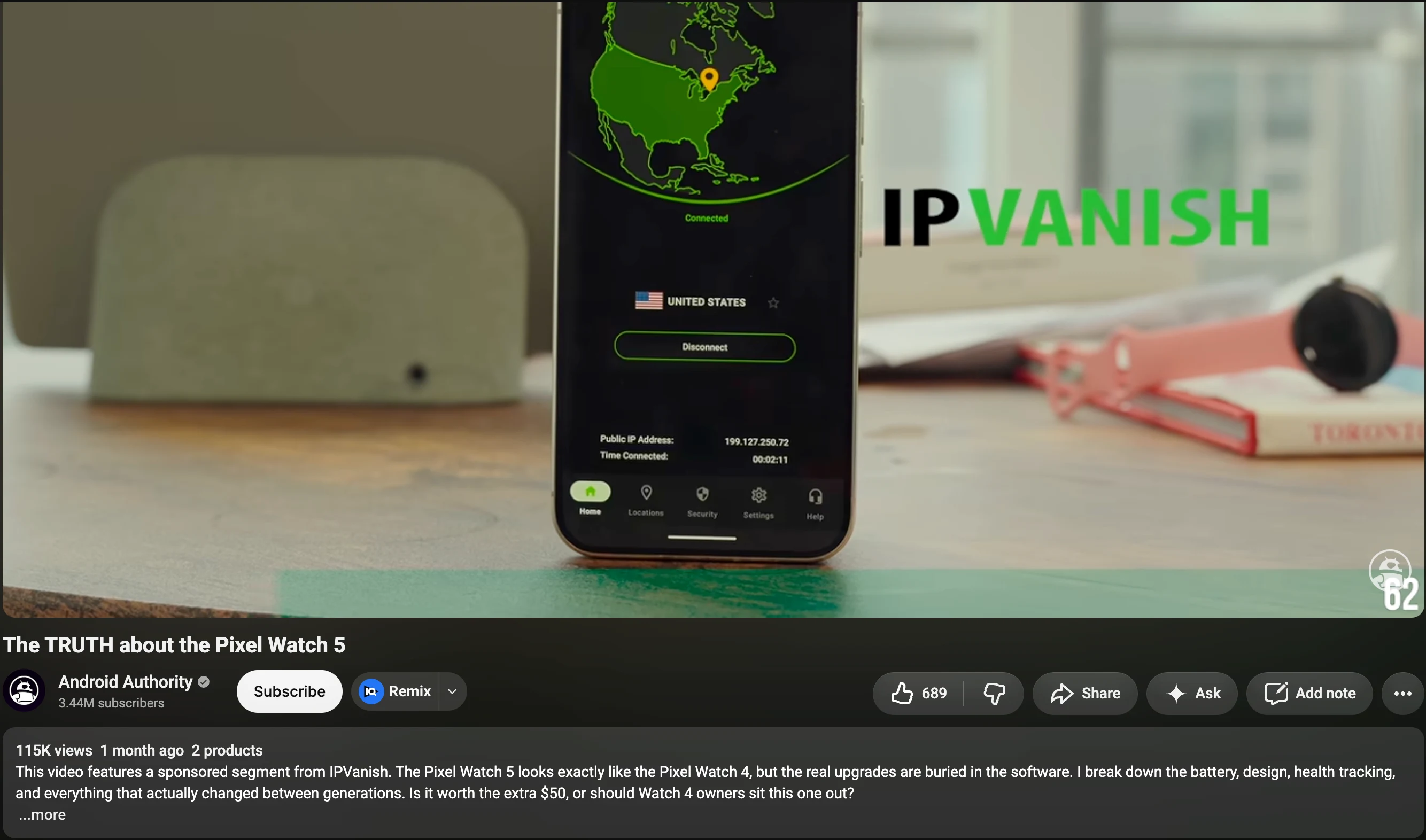 Android Authority YouTube video with a sponsor integration shown in the frame