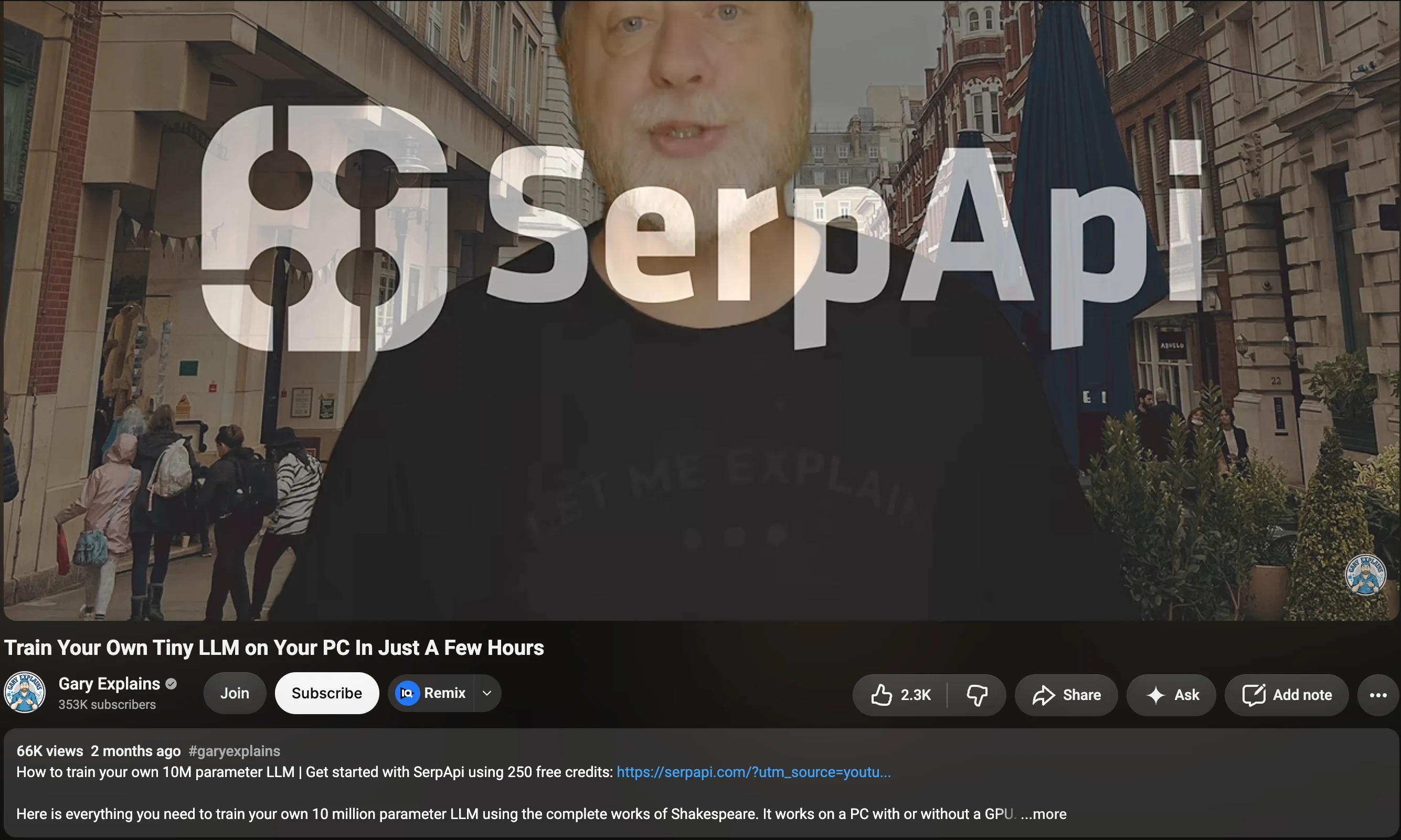 Gary Explains YouTube video with a sponsor integration shown in the frame